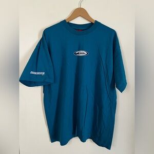 Vintage 90s Y2K Quiksilver Board Technology Blue Single Stitch T Shirt Size XL